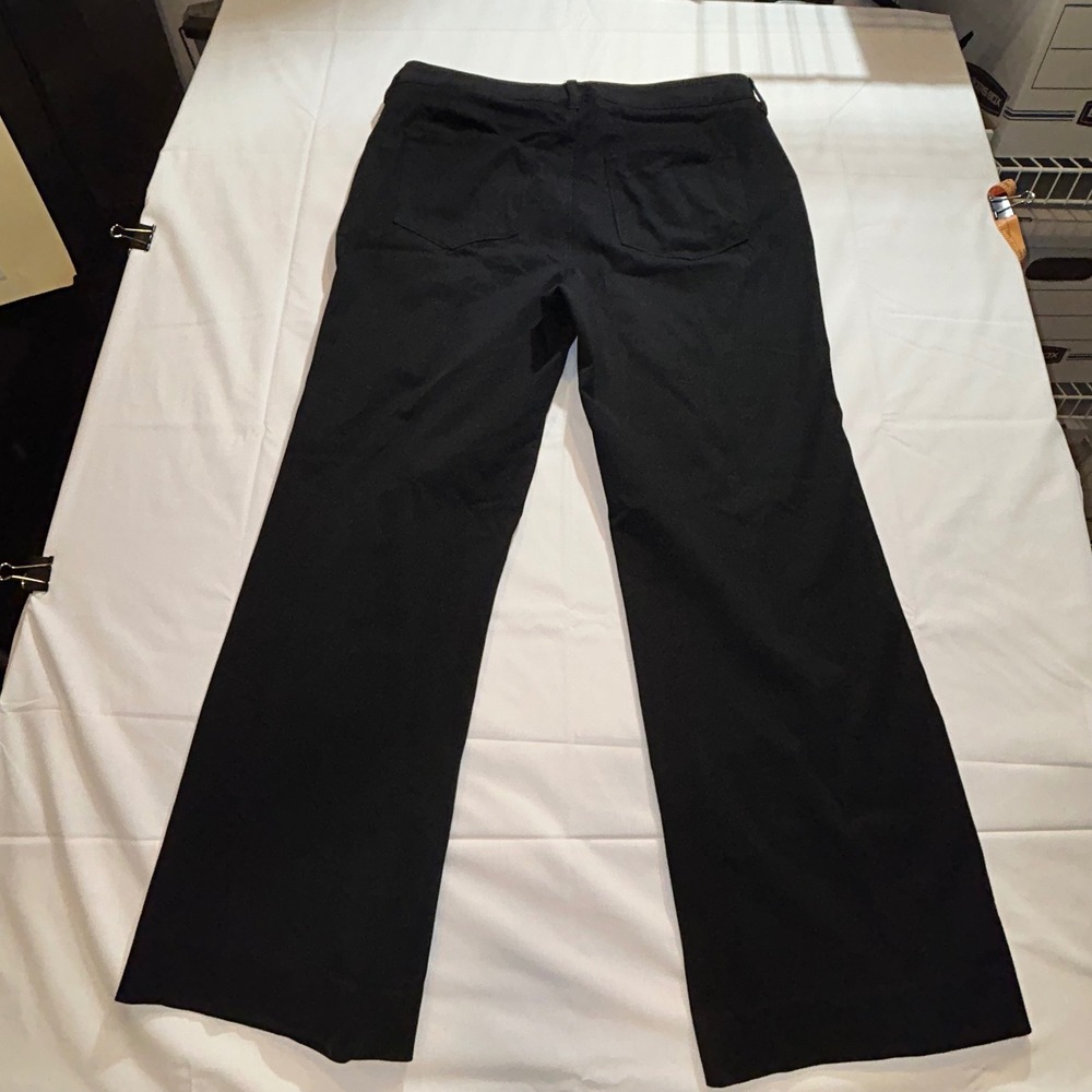 CHICOS Black Wide Leg Twill Trousers Mid Rise Stretch Pants